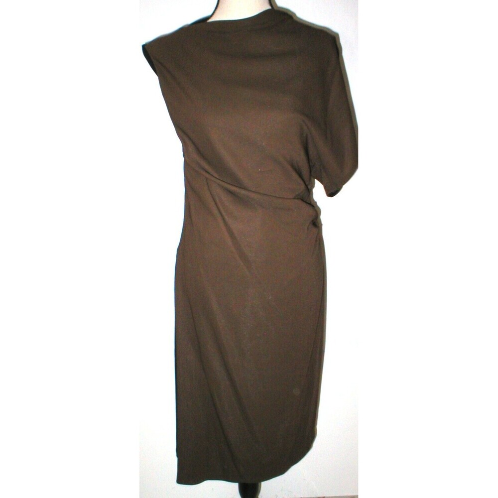 New Womens 4 6 NWT Balenciaga Paris Dress Designer 40 Italy Black Brown Silk Wor - Picture 2 of 12